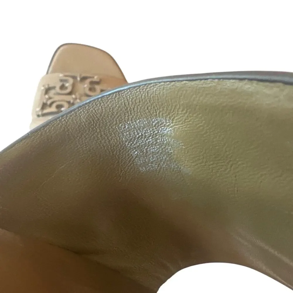 Tory Burch Ines Leather Slides Almond Beige Sandals 9